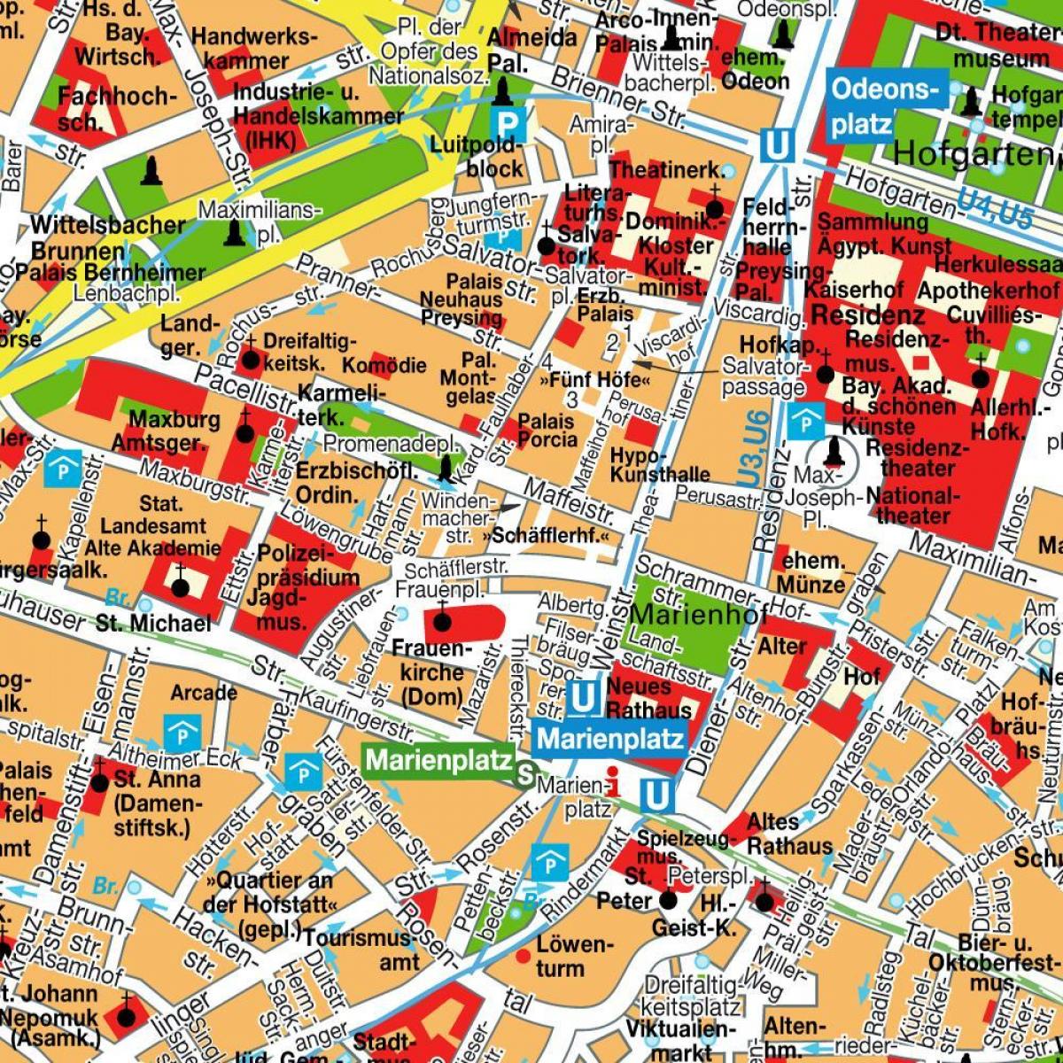 rrugë hartë të mynihut në qendër të qytetit